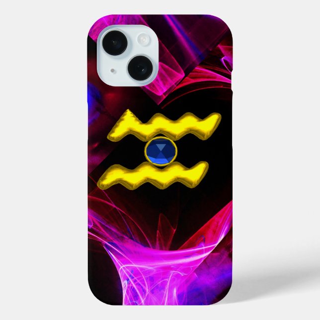 Coques Case-Mate iPhone AQUARIUS OR ZODIAC SIGNE Bleu Violet Fractées (Verso)
