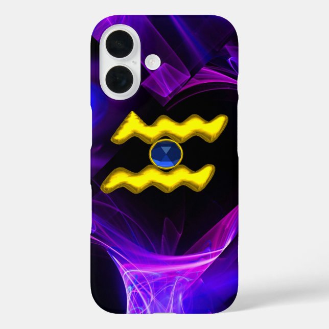 Coques Case-Mate iPhone AQUARIUS OR ZODIAC SIGNE Bleu Violet Fractées (Verso)