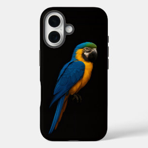 Coque Pour iPhone 16 Ara Macao Noir 4 Luxe iPhone 16 Mate, Ara bleu-jau