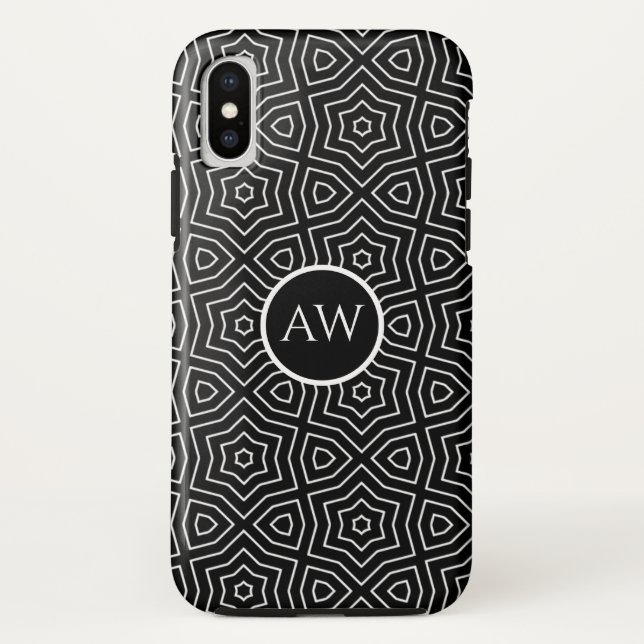 Coques Case-Mate iPhone Arabesques étoilées noir et blanc personnalisées (Dos)