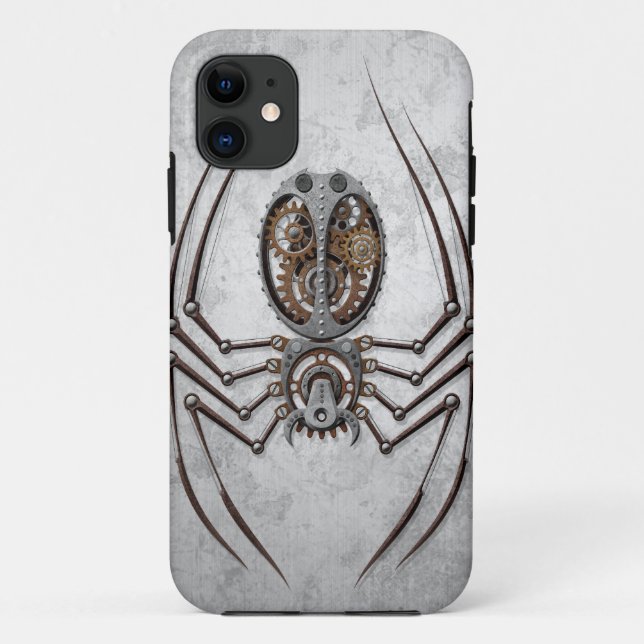 Coques Case-Mate iPhone Araignée de Steampunk sur l'acier rugueux (Dos)