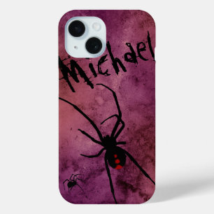 Coque Case-Mate iPhone Araignée noire gothique d'Halloween Monogramme