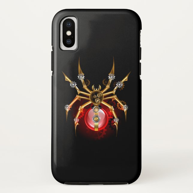 Coques Case-Mate iPhone Araignée steampunk sur fond noir (Dos)