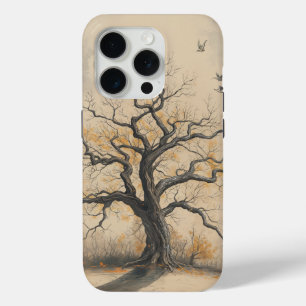 Coque Case-Mate iPhone Arbre Automnal aux contours sombres Silhouette Vin