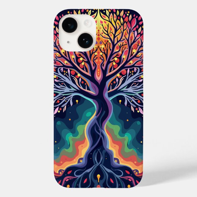 Coques Case-Mate iPhone Arbre cosmique vibrant (Verso)