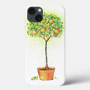 iPhone 13 Case Arbre d'agrume peint d'aquarelle dans le pot