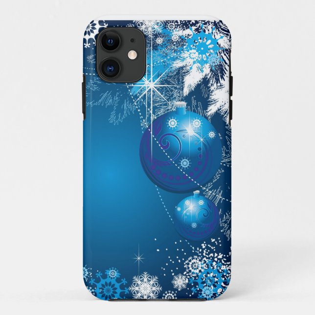 Coques Case-Mate iPhone Arbre de bleu d'ornement de flocons de neige de (Dos)