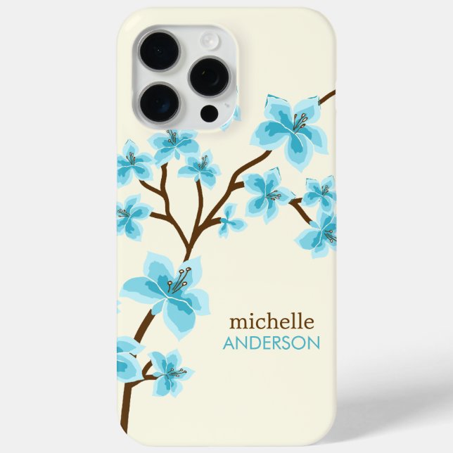 Coques Case-Mate iPhone Arbre de fleurs de cerisier d'Aqua (Verso)