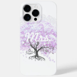 Coque Pour Pour iPhone 14 Pro Max Arbre de lavande à feuilles en cœur Mariage oiseau