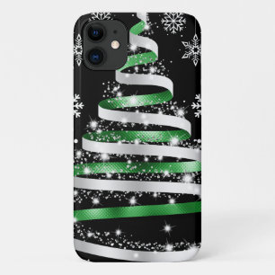 Case-Mate iPhone Case Arbre de Noël blanc Flambeau de neige vert argenté