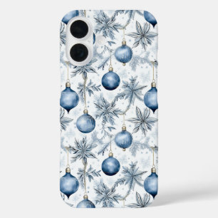 Coque Pour iPhone 16 Arbre de Noël bleu Motif