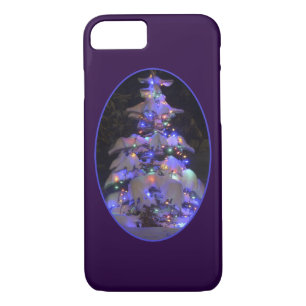 Coques Pour iPhone Arbre de Noël couvert de neige brillante