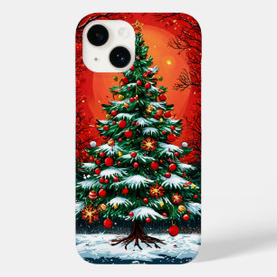 Coque Case-Mate iPhone Arbre de Noël décoré dans une scène hivernale