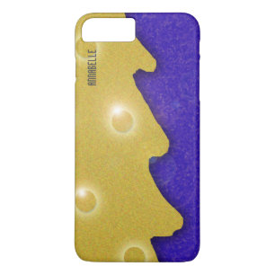 Coque Case-Mate Pour iPhone Arbre de Noël d'or sur le bleu avec le nom