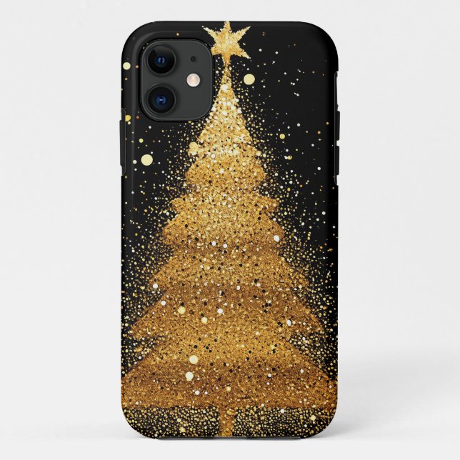 Coques Case-Mate iPhone Arbre de Noël doré Design esthétique festif (Dos)