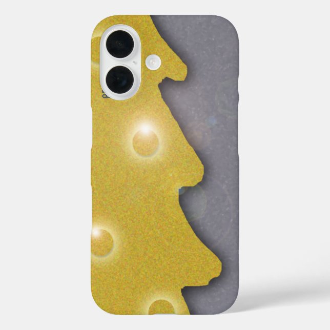 Coques Case-Mate iPhone Arbre de Noël doré sur gris avec texte (Verso)