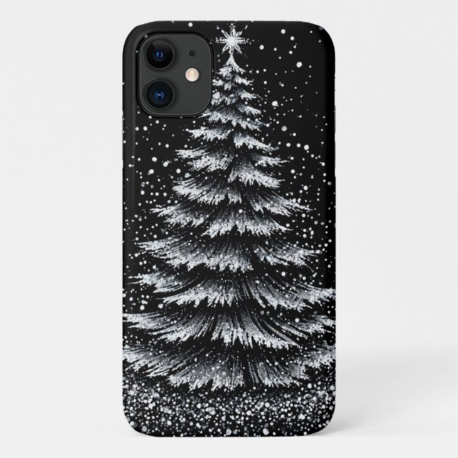 Coques Case-Mate iPhone Arbre de Noël en argent (Dos)