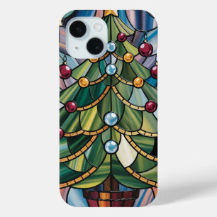 Coque Case-Mate iPhone Arbre de Noël en verre coloré de style Tiffany