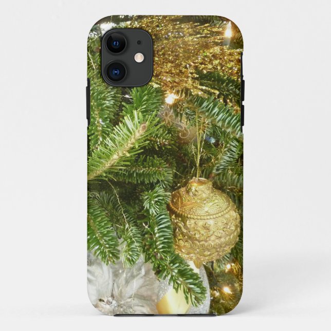 Coques Case-Mate iPhone Arbre de Noël I Argent et Or (Dos)