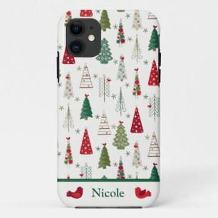 Case-Mate iPhone Case Arbre de Noël minimaliste moderne Motif rouge vert