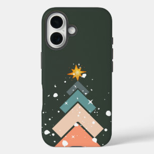 Coque Pour iPhone 16 Arbre de Noël moderne et tendance à la neige
