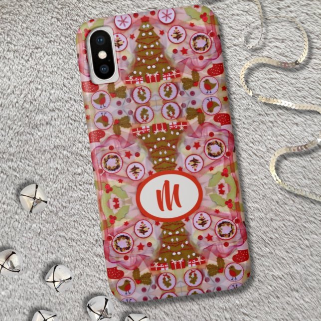 Coques Case-Mate iPhone Arbre de Noël Monogramme (Créateur téléchargé)
