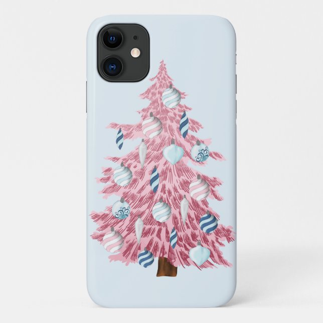 Coques Case-Mate iPhone Arbre de Noël rose Festif (Dos)