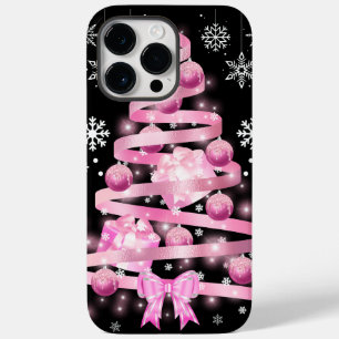 Coque Case-Mate iPhone Arbre de Noël rose pâle blanc Snowflake