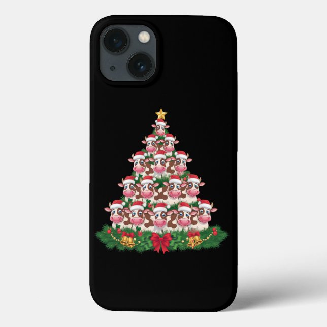 Coques Case-Mate iPhone Arbre de Noël Vache Drôle Amateur de Vaches Noël (Verso)