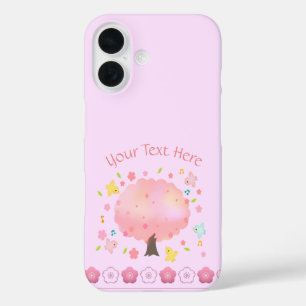Coque Pour iPhone 16 Arbre de printemps et oiseaux personnalisés