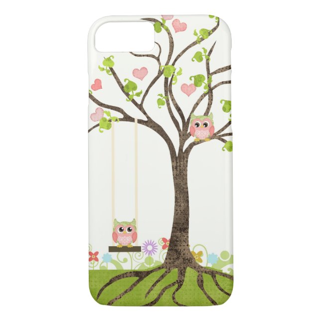 Coques Case-Mate iPhone Arbre mignon lunatique de hiboux des remous de (Dos)