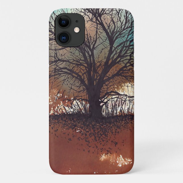 Coques Case-Mate iPhone Arbre noir à une seule encre sur l'Arrière - plan  (Dos)