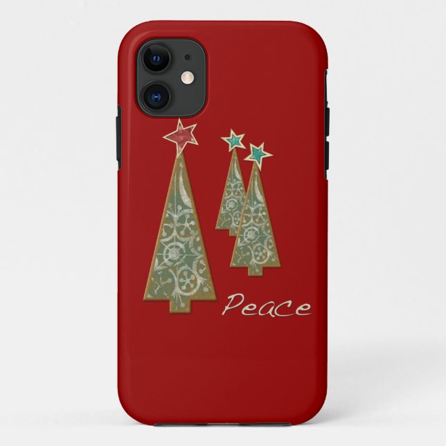 Coques Case-Mate iPhone Arbre-Paix/rouge de Noël (Dos)
