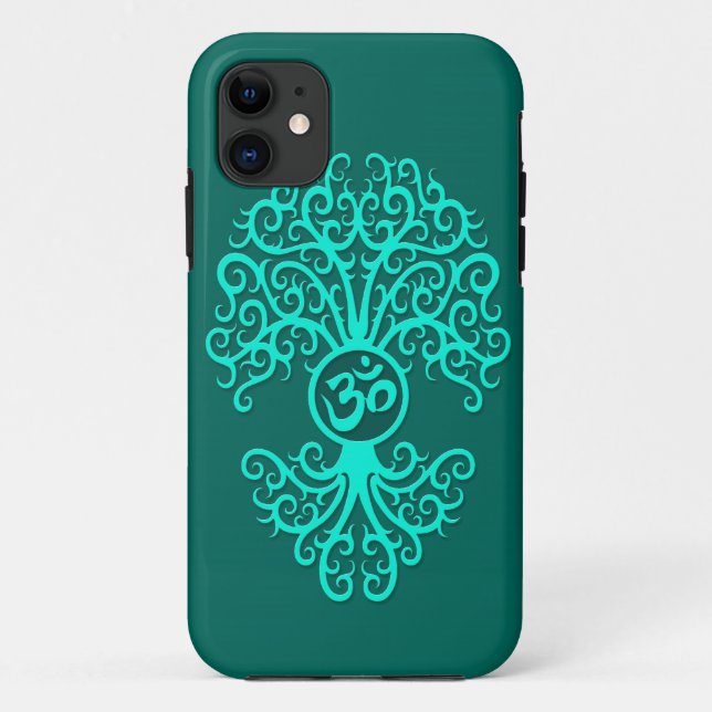Coques Case-Mate iPhone Arbre turquoise de l'OM de bleu (Dos)