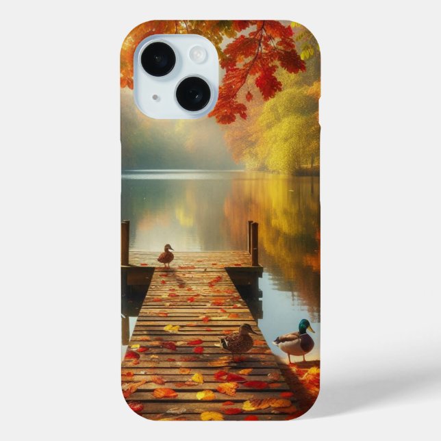 Coques Case-Mate iPhone Arbres d'automne & lac avec canards (Verso)