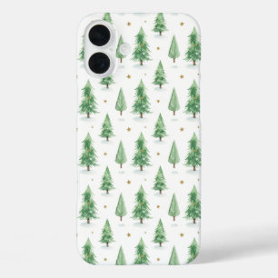 Coque Pour iPhone 16 Plus Arbres de Noël à l'aquarelle motif sans couture