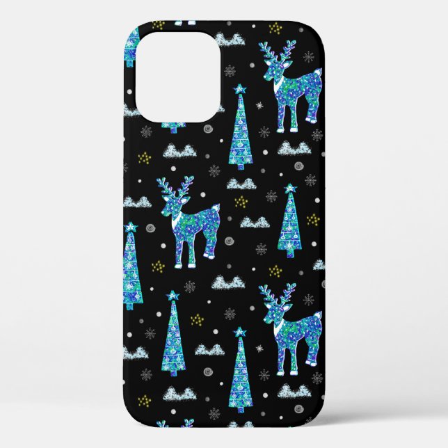 Coques Case-Mate iPhone Arbres de Noël, flocons de rennes. Filille hiverna (Verso)