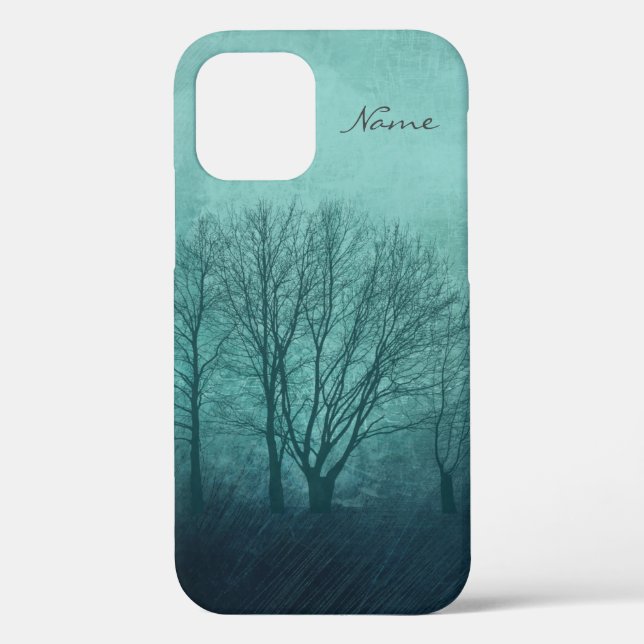 Coques Case-Mate iPhone Arbres d'hiver Vert gothique (Verso)