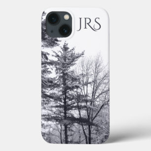 Coques Pour iPhone arbres Neige-couverts avec le monogramme