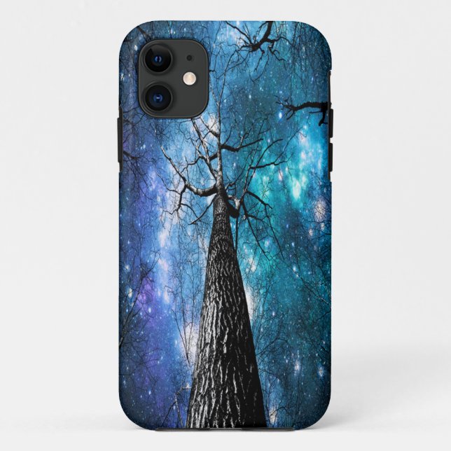 Coques Case-Mate iPhone Arbres noirs tombant des étoiles (Dos)