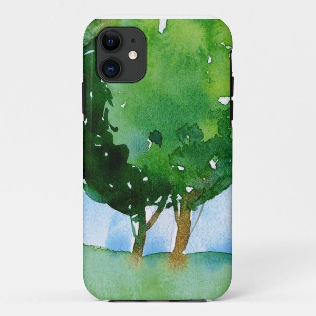 Coques Case-Mate iPhone arbres verts d'aquarelle (Dos)