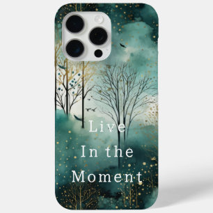 Coque Case-Mate iPhone Arbres verts en or avec oiseaux Noël