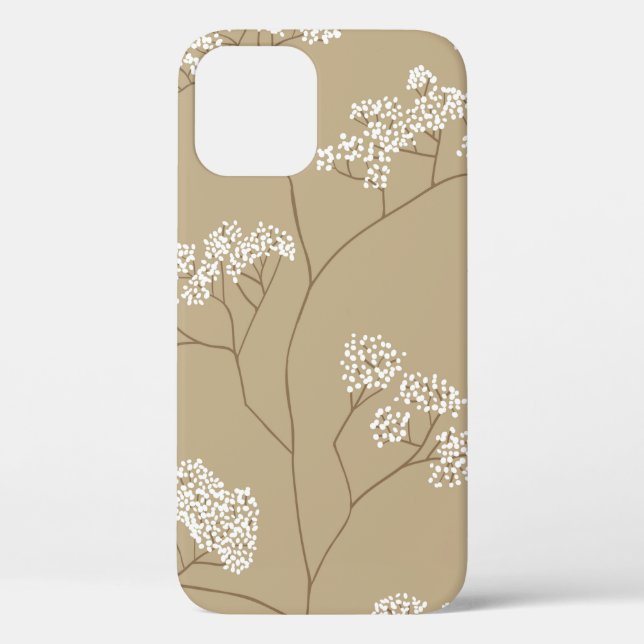 Coques Case-Mate iPhone Arbustes de petites fleurs blanches en palet beige (Verso)