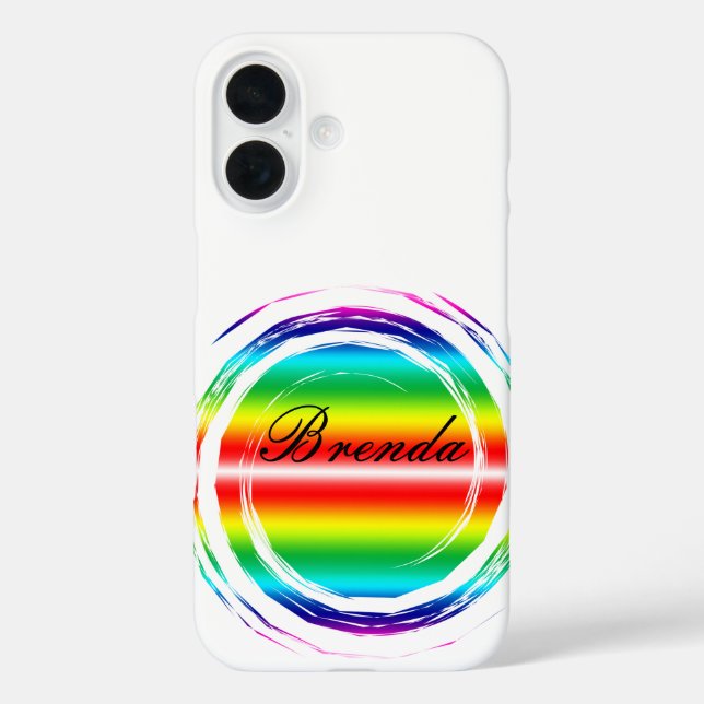 Coques Case-Mate iPhone Arc en arc-en-ciel tourbillonnant plaque de nom Su (Verso)