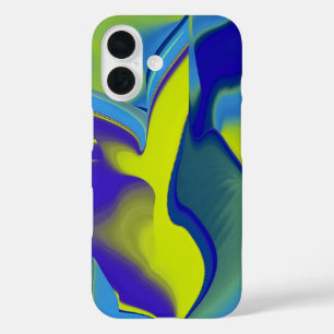 Coque Pour iPhone 16 Arc-en-ciel 3D Abstrait dans jaune violet vert