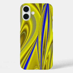 Coque Pour iPhone 16 Plus Arc-en-ciel 3D Abstrait en or jaune et bleu