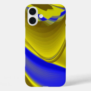 Coque Pour iPhone 16 Plus Arc-en-ciel 3D Abstrait en or jaune et bleu