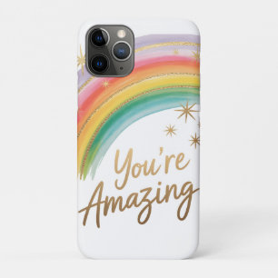 Case-Mate iPhone Case Arc-en-ciel avec paillettes d'or et texte "Vous êt