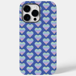 Coque Case-Mate iPhone Arc-en-ciel Coeur rayé Motif Pastel Amour bleu