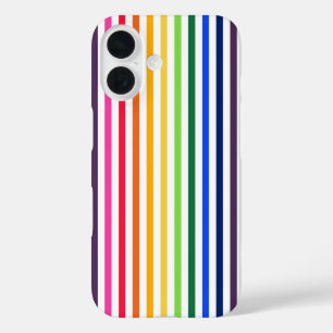 Coque Pour iPhone 16 Arc-en-ciel et rayures blanches Coque-coque iphone